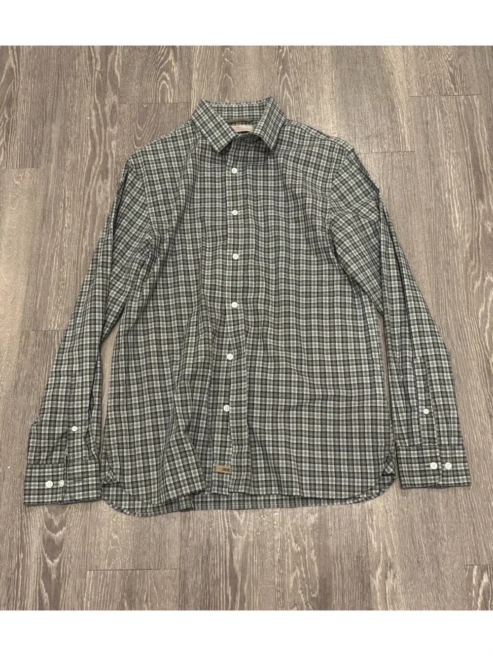 Banana Republic Mens Organic Cotton Flannel Shirt Brown Black Plaid Large L